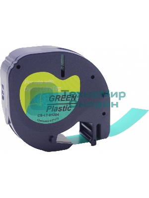 Картридж ленточный Cactus CS-LT-91204 черный шрифт, зеленый фон (12 мм, 4 м) для Dymo Letra Tag LT-100H