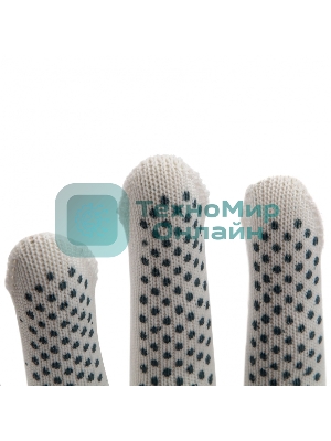 Перчатки из синтетической нити, ПВХ точка, 13 класс, белые, L Россия