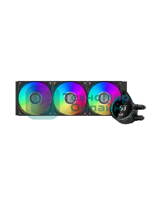 Система охлаждения PCCooler DA360 Pro ARGb Digital BK (300W, 360мм, LED temp., Black, ARGb/Fans: 3x120мм, 75.8CFM, 33.7dBA, 2200RPM/Pump height 57мм, 28dBA, 3000RPM, Rad thickness 27мм/S: 1851, 1700, 1200, 20XX, 115X, AM5, AM4)
