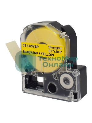 Картридж ленточный Cactus CS-LK5YBP черный, 18мм, 9м для Epson LW400/LW700/LW600P/LW1000P/K400/Z700/Z900