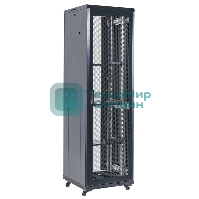 Шкаф коммутационный Rexant напольный 18U 600x600 мм пер. дв. перфор. черный