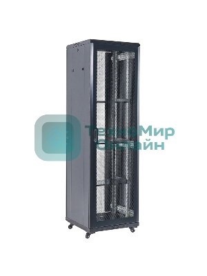 Шкаф коммутационный Rexant напольный 18U 600x600 мм пер. дв. перфор. черный