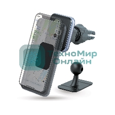 Автомобильный держатель для смартфонов Qumo MagFix, с креплением на решетку воздуховода и на панель (в комплекте), черный