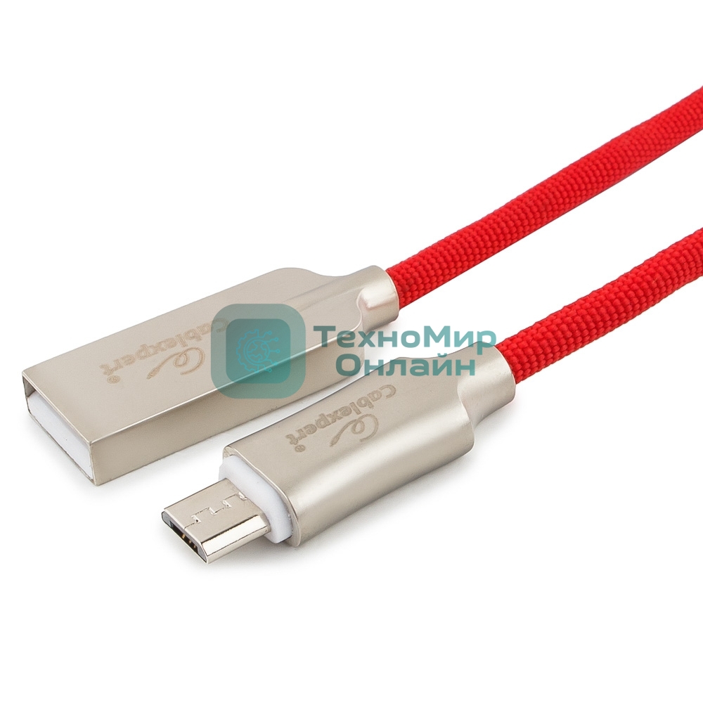Кабель USB2.0 Cablexpert CC-P-mUSB02R-1M, AM/microB, серия Platinum, длина 1м, красный, блистер