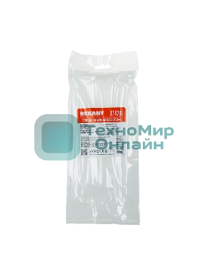 Хомут-стяжка кабельная нейлоновая Rexant 200 x 3,6 мм, белая, упаковка 100 шт.