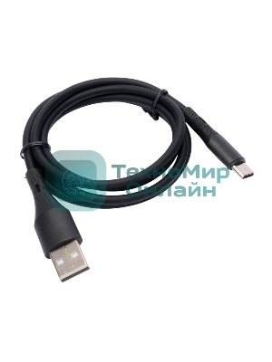 Кабель USB2.0 Cablexpert CC-USB2S-AMCM-1M-BK AM/Type-C, 3А, 18Вт, QC3.0, силиконовый, медь, 1м, черный, пакет
