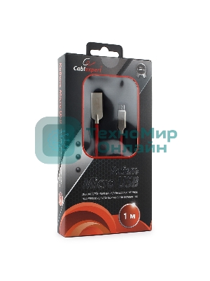 Кабель USB2.0 Cablexpert CC-P-mUSB02R-1M, AM/microB, серия Platinum, длина 1м, красный, блистер