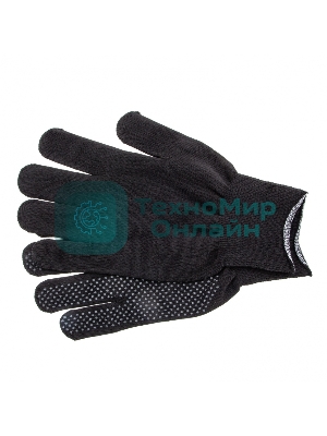 Перчатки из синтетической нити, ПВХ точка, 13 класс, черные, XL Россия