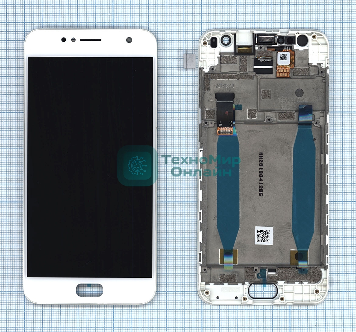 Дисплей для Asus ZenFone Live ZB553KL белый с рамкой