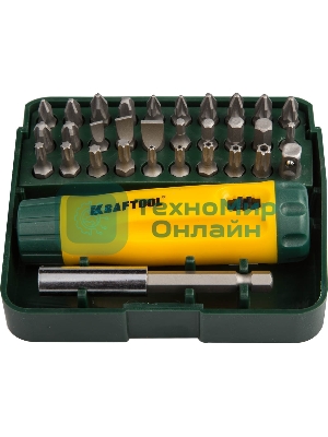 Набор KRAFTOOL Отвертка реверсивная с битами и адаптером, Cr-V, 32 предмета 26142-H32