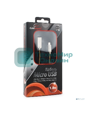 Кабель USB2.0 Cablexpert CC-P-mUSB02Gd-1.8M, AM/microB, серия Platinum, длина 1.8м, золотой, блистер
