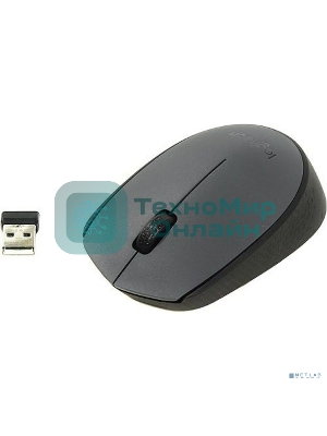 Мышь беспроводная Logitech M170 черный/темно-серый, 1000 dpi, радиоканал, USB, кнопки - 3