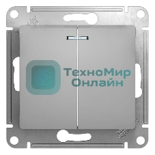 Выключатель 2-клавишный с подсветкой, сх.5а, 10АХ, механизм, алюминий