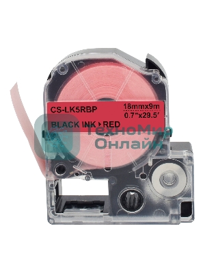 Картридж ленточный Cactus CS-LK5RBP черный шрифт, красный фон (18 мм, 9 м) для Epson LW400/LW700/LW600P/LW1000P/K400/Z700/Z900
