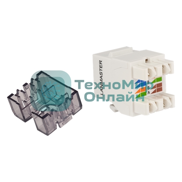 Модуль Keystone, RJ45, неэкранированный, кат.6, со встроенной шторкой, 180 градусов, белый