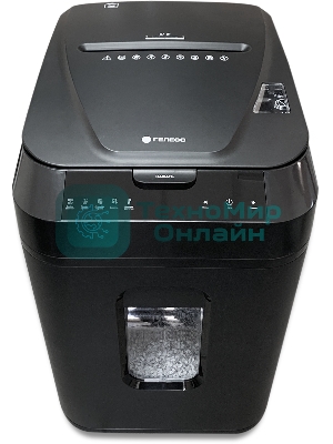 Шредер ГЕЛЕОС АП40-4, DIN P-4 (4 ур-нь секр.), фрагмент 3,9х12мм, АВТОПОДАЧА 170 лист (70г/м2), пл.карты/скрепки/скобы, 37 литров