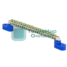 Шина нулевая N 6х9 24 отвер. никель 2 син. угловых изолятора PROxima EKF sn1-63-24-2