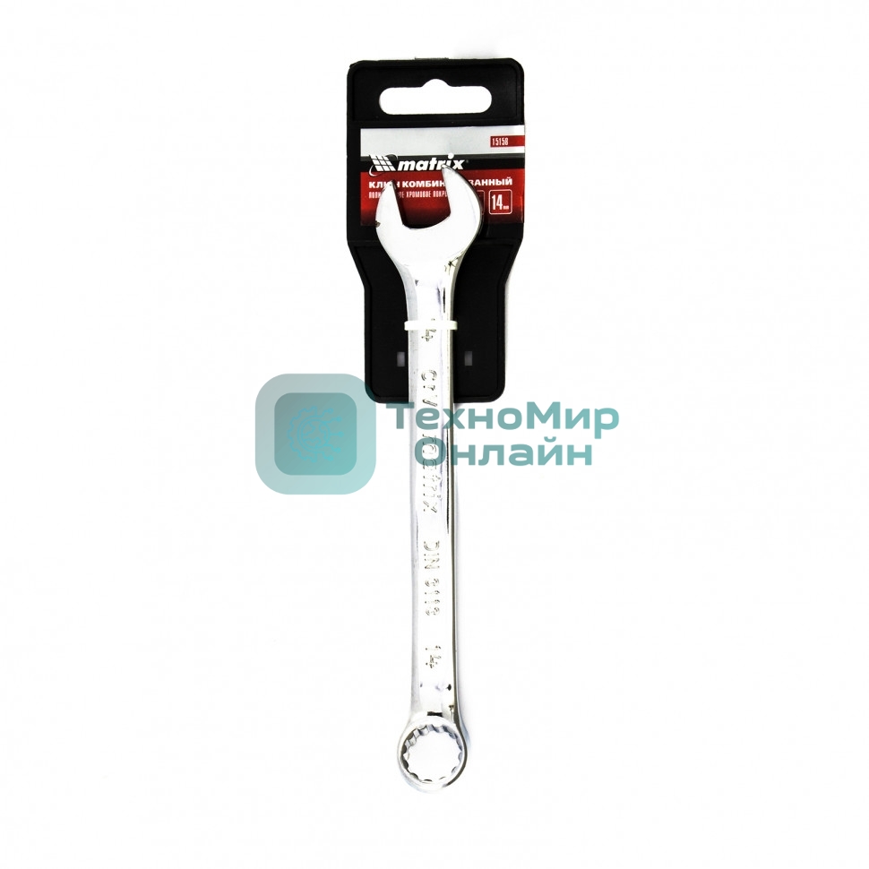 Ключ комбинированный Matrix, 14 мм, CrV, полированный хром