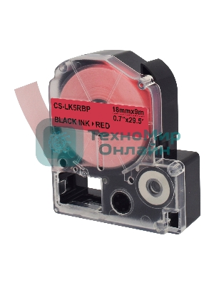 Картридж ленточный Cactus CS-LK5RBP черный шрифт, красный фон (18 мм, 9 м) для Epson LW400/LW700/LW600P/LW1000P/K400/Z700/Z900