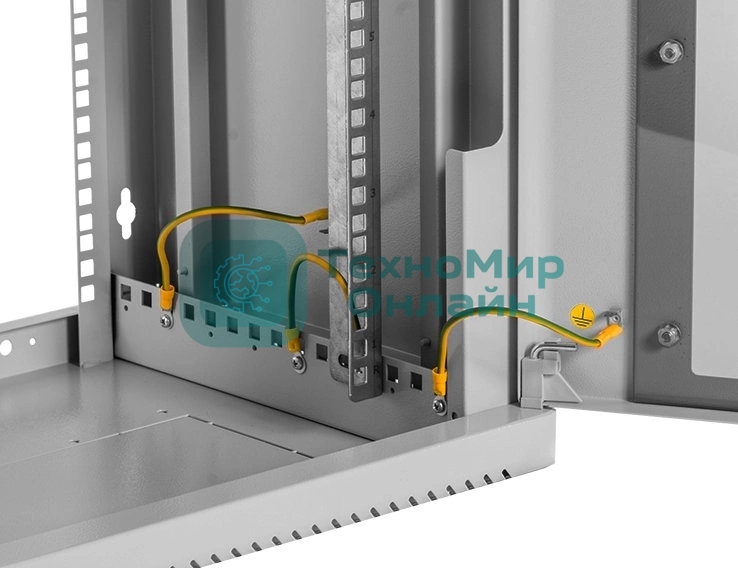 Шкаф коммутационный ЦМО (ШРН-9.500) настенный 9U 600x529 мм пер. дв. стекл. 200 кг серый 470 мм 180 град.