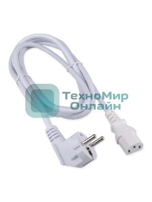 Кабель питания Cablexpert Schuko-C13, 3x1.0мм2, 10A, с заземлением, медь, 2м, белый, пакет