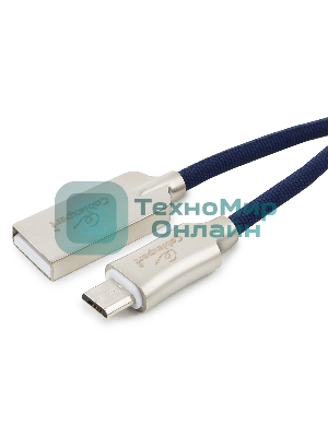 Кабель USB2.0 Cablexpert CC-P-mUSB02Bl-1M, AM/microB, серия Platinum, длина 1м, синий, блистер