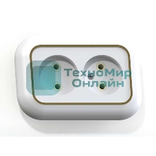 Розетка Кунцево-Электро 2-м СП Валентина 10А IP20 РС10-393 бел./зол.