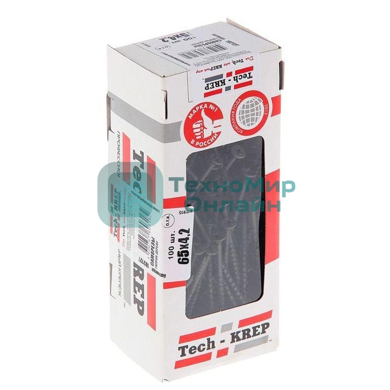 Саморез 4.2х65 гипсокартон-дерево (уп.100 шт) коробка Tech-Krep 102126