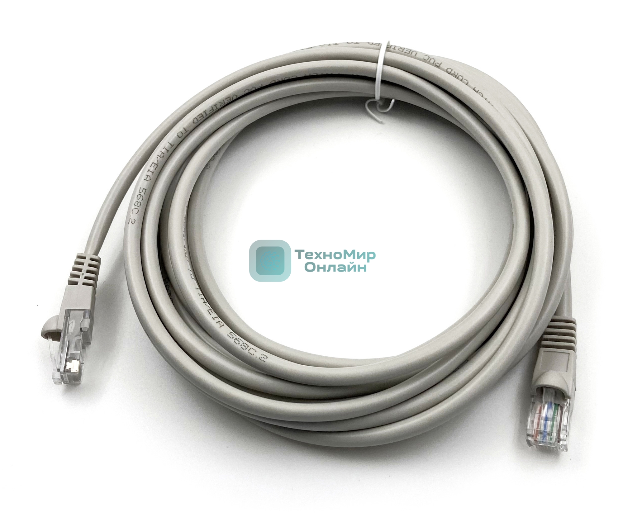 Патч-корд Buro UTP cat.5e 5м серый RJ-45 (m)-RJ-45 (m)