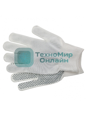 Перчатки из синтетической нити, ПВХ точка, 13 класс, белые, L Россия