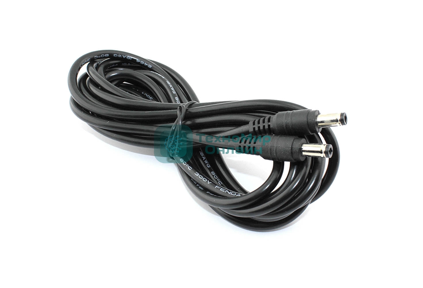 Кабель DC 5.5x2.5 18 AWG папа-папа 3 м с прямым штекером