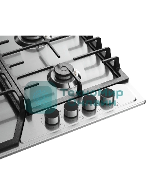 Варочная панель Kuppersberg FS 66 X газ, High-Tech, 58 см, автоматический электроподжиг, газ-контроль, форсунки под сжиженый газ, SABAF конфорки, чугунные решетки, цвет нержавеющая сталь, цвет фурнитуры черный