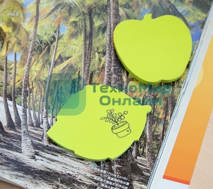 Блок самоклеящийся бумажный Stick`n 21449 70x70 мм, 50 листов, 70 г/м2, неон, зеленый вырубной 