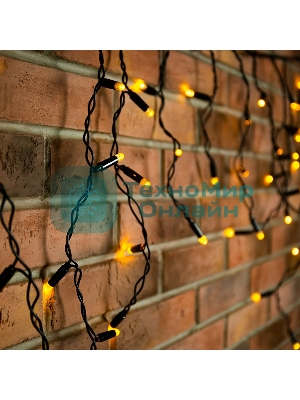 Гирлянда Neon-night Айсикл (бахрома) светодиодный, 4,8 х 0,6 м, черный провод, 230 В, диоды желтые, 176 LED