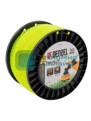 Леска для триммера Denzel витой квадрат, 3,0мм х 163м, на DIN катушке FLEX CORD