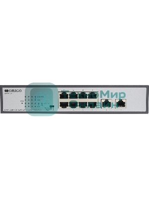 Коммутатор неуправляемый PoE ORIGO Unmanaged Switch 8x1000Base-T PoE, 2x1000Base-T, PoE Budget 120W, Long-range PoE up to 250m, 19