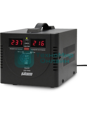 Стабилизатор напряжения Powerman AVS 500D черный (500ВА, 5А, КПД 98%, циф. индикация вх./вых. напряж.)