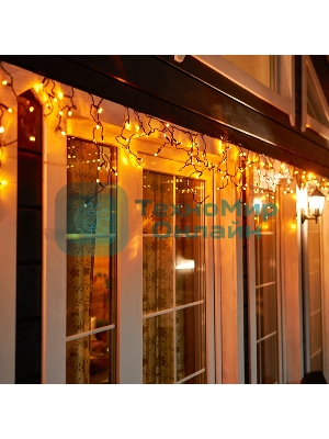 Гирлянда Neon-night Айсикл (бахрома) светодиодный, 4,8 х 0,6 м, черный провод, 230 В, диоды желтые, 176 LED