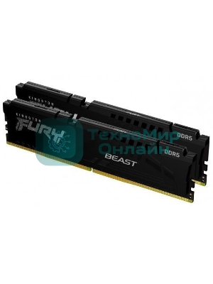 Оперативная память Kingston Fury Beast, DDR5, 32GB (2x16GB), 5200MHz, CL40, DIMM, радиатор, черный