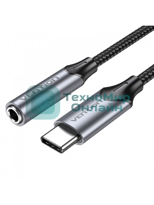 Переходник Vention USB-C M/Jack 3.5 мм F DAC - 0,1м Серый