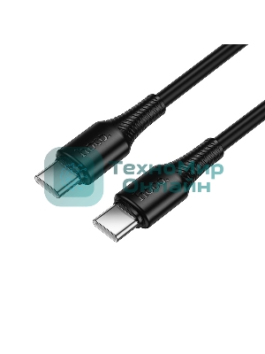 Кабель USB2.0 Hoco Type-C/Type-C, 3А, 60Вт, X120, 1м, черный, коробка