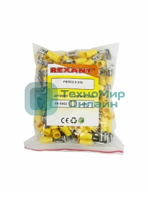 Клемма плоская Rexant изолированная гнездо 7.4 мм + штекер - 6.3 мм 4-6 мм² (РПи-О 6.0-(6.3)/РПИо 6.0-7.5)