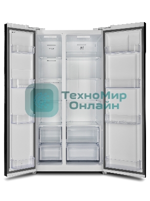 Холодильник Hyundai CS6503FV белое стекло двухкамерный 407/205л морозилка сбоку, No Frost, Side by Side