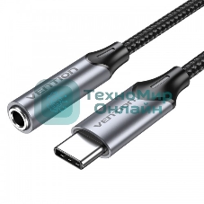 Переходник Vention USB-C M/ Jack 3.5 mm F DAC - 1м Серый