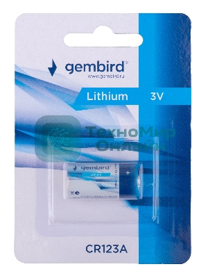 Батарейка литиевая Gembird Gb-CR123A-1B, тип CR123A, 1шт, блистер