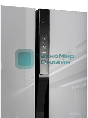 Холодильник Hyundai CS6503FV белое стекло двухкамерный 407/205л морозилка сбоку, No Frost, Side by Side