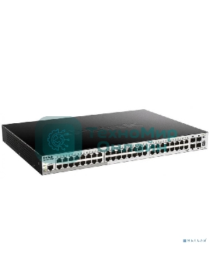 Коммутатор D-Link DGS-1250-52XMP/A1A, L2 Smart Switch with 48 10/100/1000Base-T ports and 4 10Gbase-X SFP+ ports (48 PoE ports 802.3af/802.3at (30 W), PoE Budget 370W).16K Mac address, 802.3x Flow Control, 4K