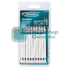 Набор бит Gross 11379 PH2х90, сталь S2, 10 шт.