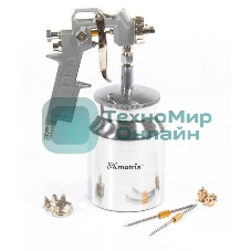 Краскопульт пневматический Matrix с нижним бачком v=075k + сопла диаметром 1.2 1.5 и 1.8мм