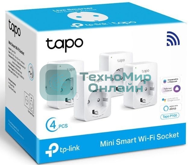 Умная розетка Mini Smart 2.4 GHz Wi-Fi Socket, 4 units, 220-240 V, Max Load 10 A, Bluetooth 4.2 (onboarding only)